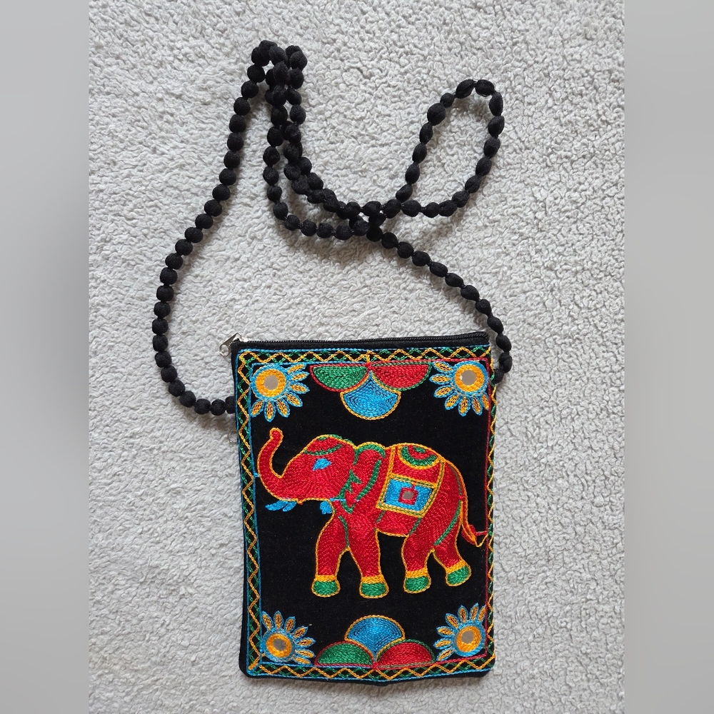 Elephant Threadwork Crossbody Bag - image 1